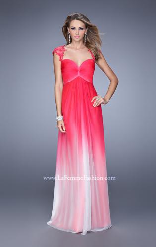 Picture of: Long Ombre Chiffon Gown with Ruched Empire Waist in Pink, Style: 20444, Detail Picture 1