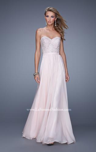 Picture of: Long Strapless Chiffon Prom Gown with Embellishments in Pink, Style: 20447, Main Picture