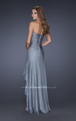 Picture of: Sweetheart Evening Gown with Gathered Bodice and Lace in Silver, Style: 20479, Back Picture