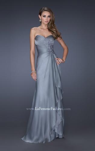Picture of: Sweetheart Evening Gown with Gathered Bodice and Lace in Silver, Style: 20479, Detail Picture 4