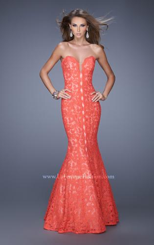 Picture of: Lace Mermaid Gown with Scalloped Lace Trim in Orange, Style: 20570, Main Picture