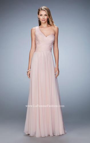 Picture of: Long One Shoulder Prom Gown with Criss Cross Bodice in Pink, Style: 20639, Main Picture