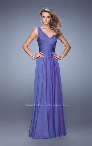 Picture of: Long One Shoulder Prom Gown with Criss Cross Bodice in Purple, Style: 20639, Detail Picture 4