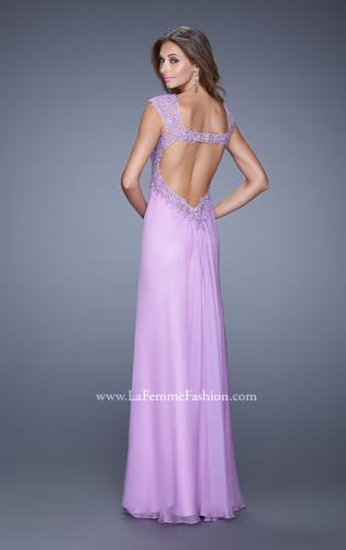 Picture of: Embellished Chiffon Gown with Beaded Lace Straps in Purple, Style: 20694, Back Picture