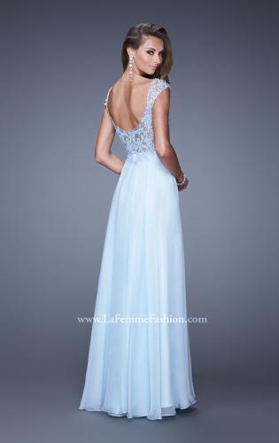 Picture of: Beaded Lace Sweetheart Prom Dress with Sheer Straps in Blue, Style: 20701, Back Picture