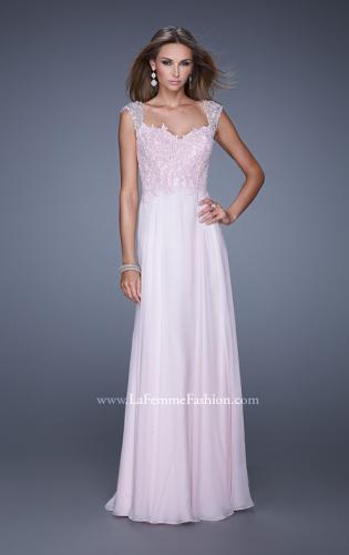 Picture of: Beaded Lace Sweetheart Prom Dress with Sheer Straps in Pink, Style: 20701, Detail Picture 3