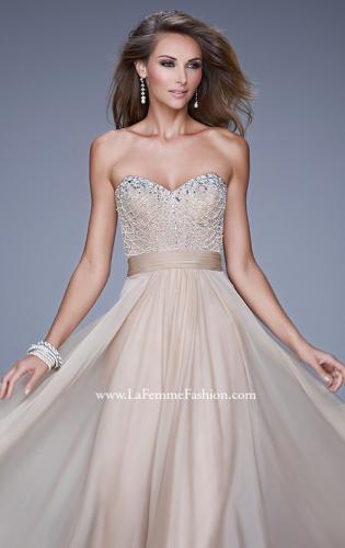Picture of: Vintage Inspired Strapless Prom Dress with Embellishments in Nude, Style: 20708, Detail Picture 1