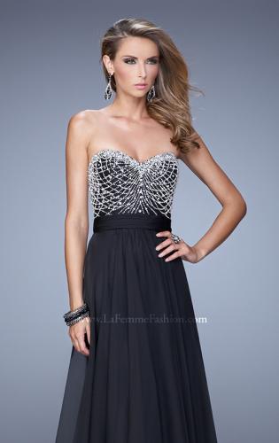 Picture of: Vintage Inspired Strapless Prom Dress with Embellishments in Black, Style: 20708, Detail Picture 4