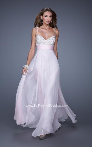 Picture of: Spaghetti Strap Rhinestone and Pearl Prom Dress in Pink, Style: 20717, Main Picture