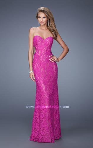 Picture of: Long Lace Strapless Prom Dress with Embellishments in Pink, Style: 20750, Detail Picture 2