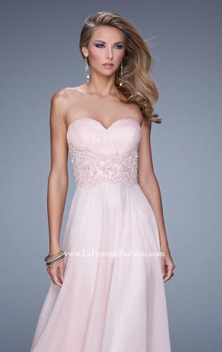 Picture of: Strapless Chiffon Dress with Sweetheart Neck and Ruching in Pink, Style: 20815, Detail Picture 5