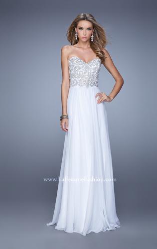 Picture of: Embellished Strapless Dress with Gathered Chiffon Skirt in White, Style: 20888, Detail Picture 2