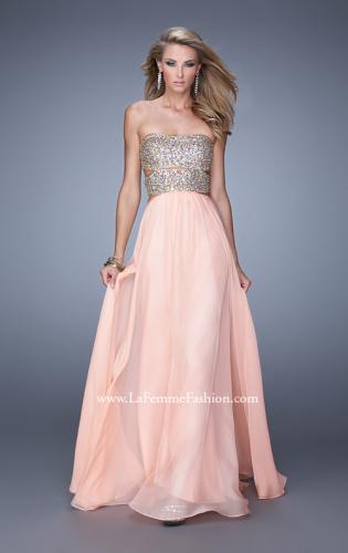 AD 3096 - Removable Puff Sleeve A-Line Prom Gown with Sheer Corset