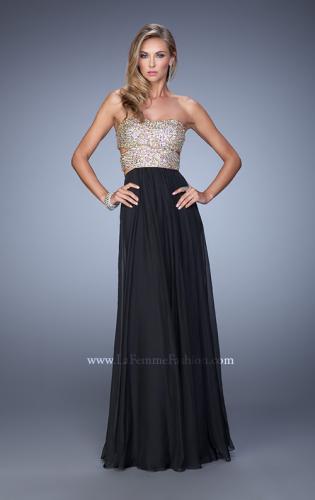 Picture of: Strapless Prom Gown with Cut Outs and Sequins in Black, Style: 20904, Detail Picture 4