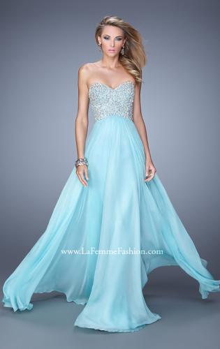 Picture of: Chiffon Prom Dress with Sweetheart Neckline and Pearls in Aqua, Style: 20952, Main Picture