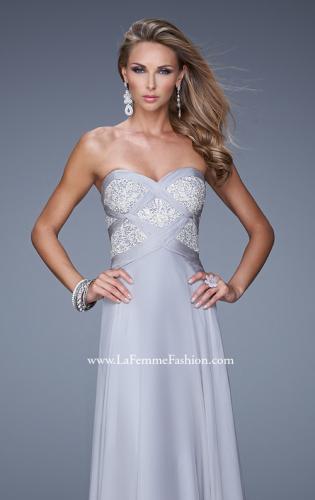 Picture of: Embroidered Bodice Prom Dress with Sweetheart Neck in Silver, Style: 20953, Detail Picture 5