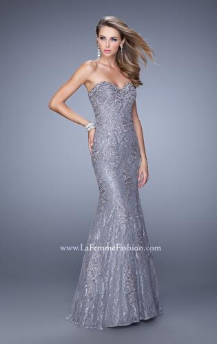Picture of: Long Lace Mermaid Dress with Multicolored Beading in Silver, Style: 20964, Detail Picture 2