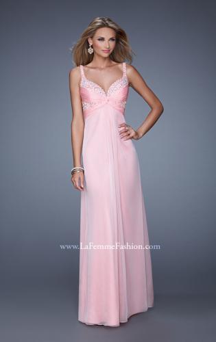 Picture of: Long Chiffon Prom Dress with Gathered Knot Detailing in Pink, Style: 20978, Main Picture