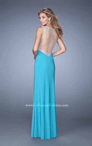 Picture of: Sleeveless Prom Dress with V Neck and Rhinestones in Aqua, Style: 20984, Back Picture