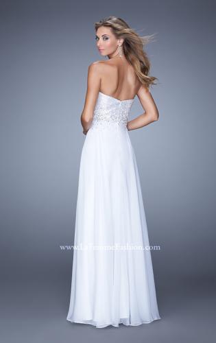 Picture of: Sequined Bodice Long Chiffon Prom Dress in White, Style: 20985, Back Picture