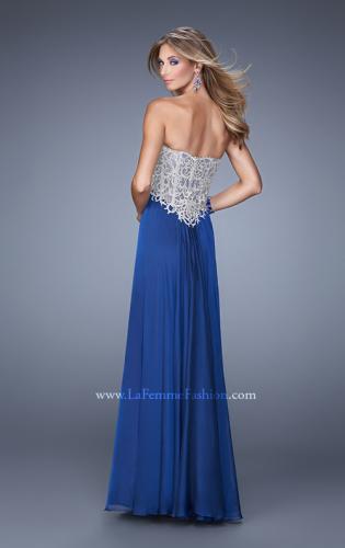 Picture of: Glamorous Prom Dress with Beaded Metallic Embroidery in Blue, Style: 21040, Back Picture