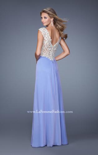 Picture of: Chiffon Prom Gown with Knot Detail and Sheer Accents in Purple, Style: 21116, Back Picture