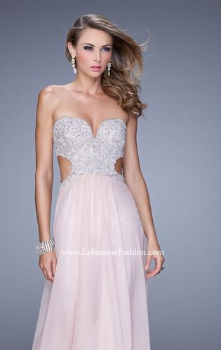 Picture of: Pretty Chiffon Prom Dress with Pearls and Rhinestones in Pink, Style: 21128, Detail Picture 3