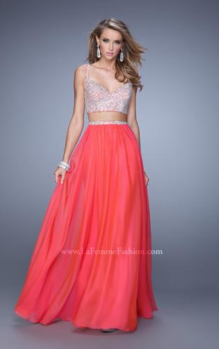 Picture of: Beaded Top Ling Two Piece Prom Dress with Beaded Waist in Red, Style: 21135, Detail Picture 5