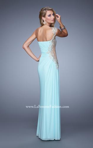Picture of: One Shoulder Long Prom Dress with Beaded Embroidery in Blue, Style: 21164, Back Picture
