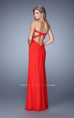 Picture of: Chic Prom Dress with Ruching and Center Slit in Red, Style: 21233, Back Picture