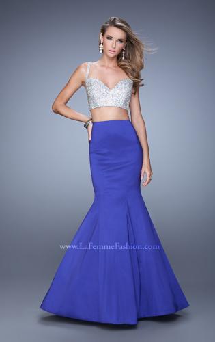 Picture of: Heavily Beaded Two Piece Dress with Mermaid Style Train in Blue, Style: 21243, Detail Picture 2