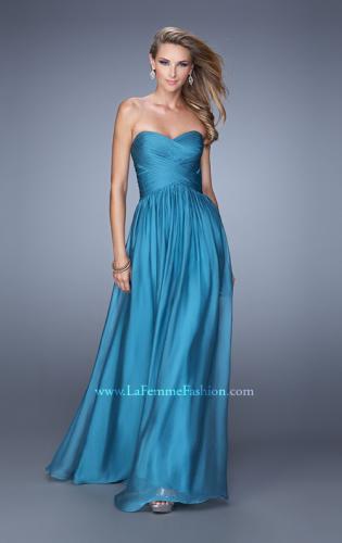 Picture of: High Waist Strapless Prom Dress with Basket Weave Design in Teal, Style: 21257, Detail Picture 6