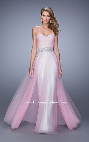 Picture of: Tulle Prom Dress with Lace Lining and Embroidered Belt in Pink, Style: 21341, Detail Picture 2
