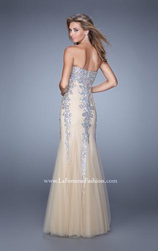 Picture of: Tulle Mermaid Prom Dress with Sequins and Beads in Nude and Silver, Style: 21358, Back Picture