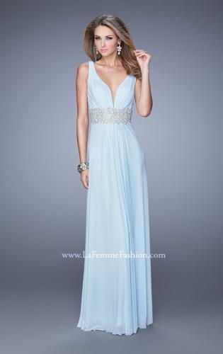 Picture of: Net Jersey Dress with Ruched Bodice and Open Back in Mint, Style: 21475, Main Picture