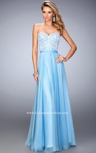 Picture of: Chiffon Prom Dress with Double Strap Back and Lace in Blue, Style: 21545, Main Picture