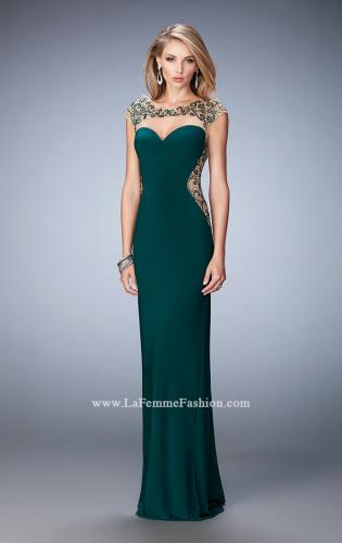 Picture of: Sexy Jersey Gown with Rhinestones and a Train in Green, Style: 21818, Detail Picture 2