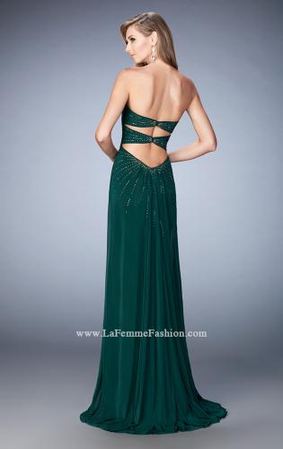 Picture of: Long Prom Dress with Side Slit and Modest Train in Green, Style: 22071, Back Picture