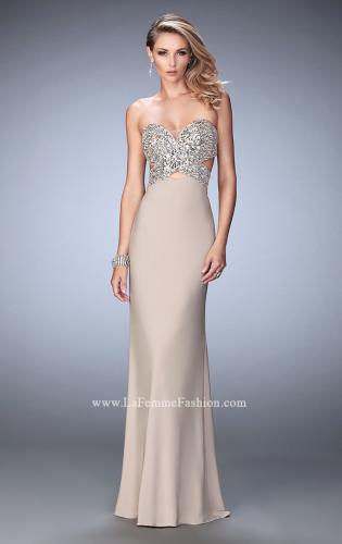 Picture of: Jersey Prom Dress with Sequins and Cut Outs in Nude, Style: 22150, Main Picture