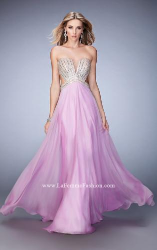 Picture of: Sweetheart Chiffon Gown with Cut Outs and Crystals in Purple, Style: 22179, Detail Picture 2