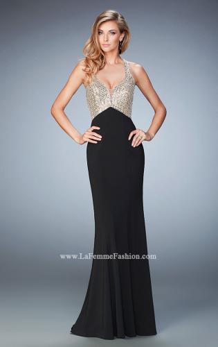 Picture of: Racer Back Mermaid Prom Dress with Crystals and Sequins in Black, Style: 22189, Main Picture