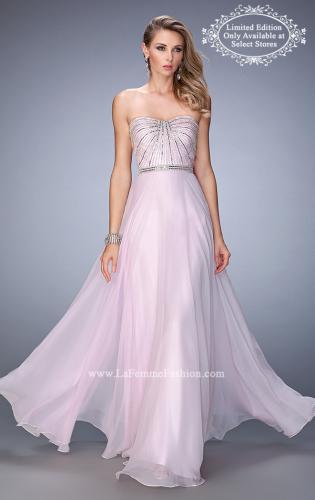 Picture of: Chiffon Prom Gown with Crystals, Pearls, and Rhinestones in Pink, Style: 22337, Main Picture