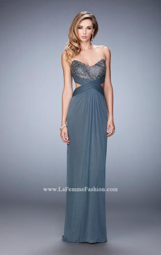 Picture of: Elegant Prom Dress with Bandeau Style Back and Beads in Silver, Style: 22454, Detail Picture 1