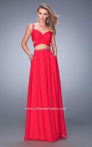 Picture of: Two Piece Attached Chiffon Prom Dress with Cut Outs in Pink, Style: 22718, Main Picture