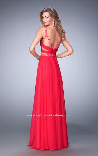 Picture of: Two Piece Attached Chiffon Prom Dress with Cut Outs in Pink, Style: 22718, Back Picture