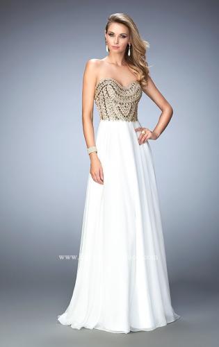 Ivory A line Wedding Dress, Lace Quinceanera Prom Dresses with Gold  Appliques, M307 – Simidress