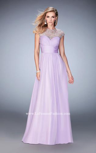 Picture of: Long Prom Gown with Crystals and Beads in Purple, Style: 22890, Main Picture