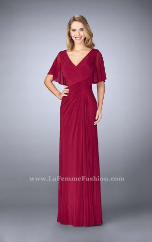 Picture of: V Neck Chiffon Prom Dress with Vintage Beading in Red, Style: 23160, Main Picture