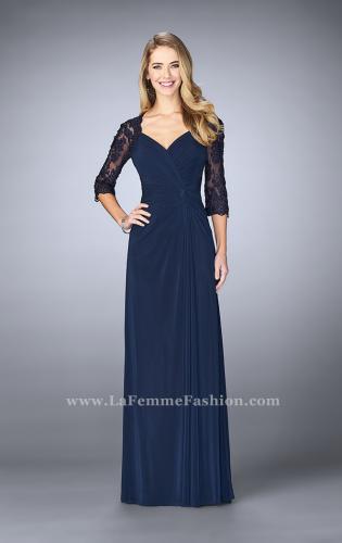 Picture of: Jersey Gown with Knot Detail and Lace Sleeves, Style: 23244, Main Picture