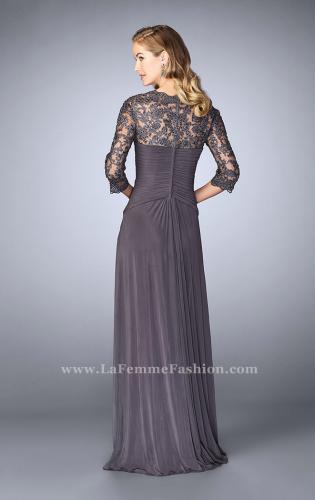 Picture of: Jersey Gown with Knot Detail and Lace Sleeves, Style: 23244, Back Picture